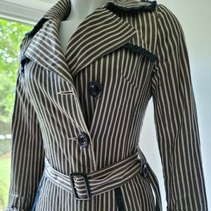 MNG Women's Cotton Striped Trench Coat Size M
